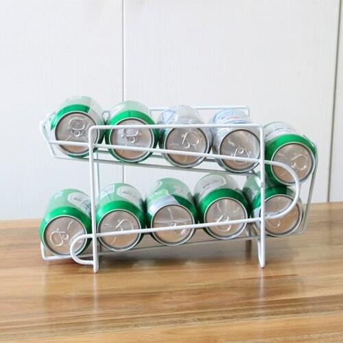 Double Layer Refrigerator Coke Shelf Kitchen Storage Organizer Creative Living Room Desktop Can Storage Rack