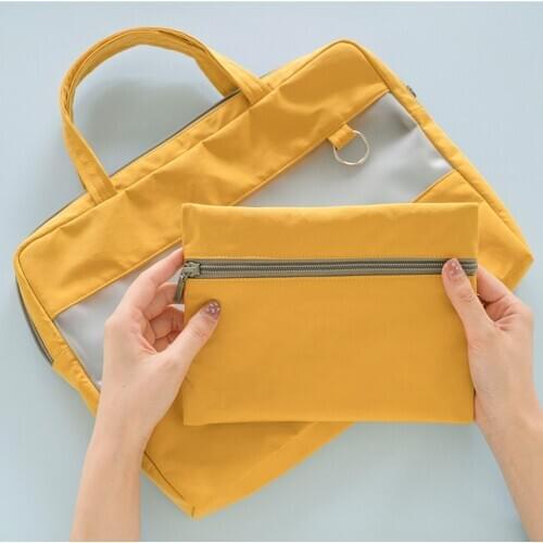 MINKYS Canvas Translucent A4 File Folder Bag With Storage Bag 2PCS Waterproof Business File Document Briefcase Office Stationery