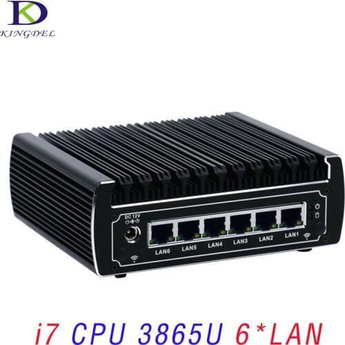 Kingdel Pfsense Fanless Mini PC HTPC Core i3 7100U Celeron 3865U 6*Intel Lans DDR4 linux firewall Router DHCP VPN Network Server