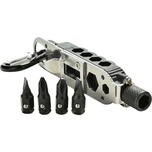 Keychain & Compact EDC Screwdriver with LED Light Multipurpose Pocket Tool, Mini Multitool Bottle Opener, Universal Wrench