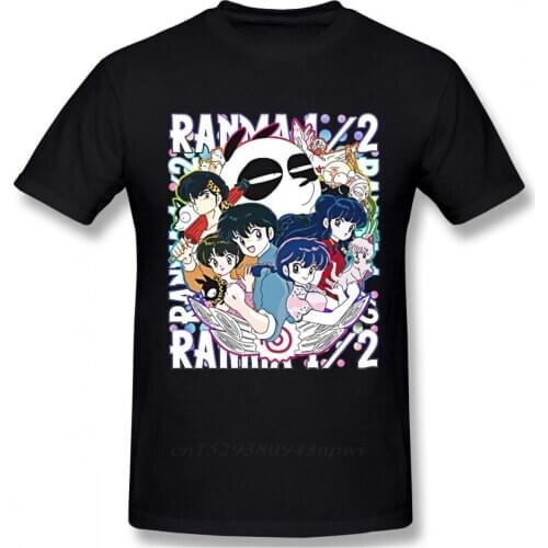 For Male Ranma 1/2 Fashion Tee Shirt Vintage Anime T Shirt Organic Cotton Graphic Print XS-3XL T-shirt