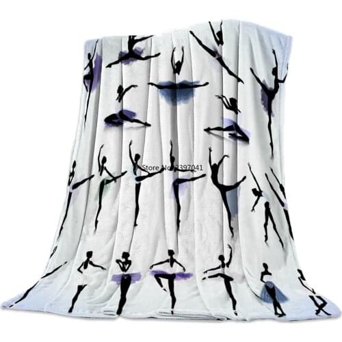 Soft Warm Coral Fleece Blanket Dance Ballet Lady Black Shadow Winter Sheet Bedspread Sofa Throw Mechanical Wash Flannel Blankets