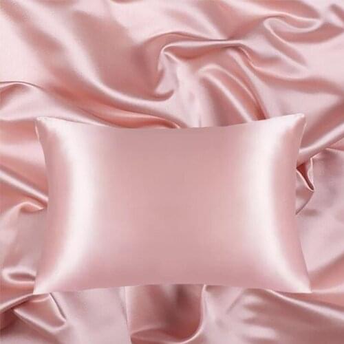 Queen/KING Standard 100% Silk Satin Pillow Case Bedding Pillowcase Smooth Home White Black Grey Khaki Sky Blue Pink Sliver Ivory