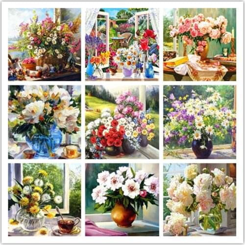 New Products Hot Sale Full DIY Diamond Embroidered Vase Full Square Diamond Painting Embroidered Windowsill Home Decoration Gift