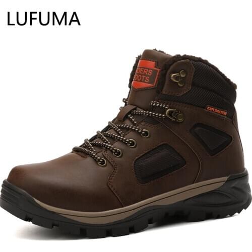LUFUMA Brand Winter New Snow Boots For Male Adult Warm Short Plush Casual Men Ankle Boots Outdoor Hiking Shoes Vintage Footwear