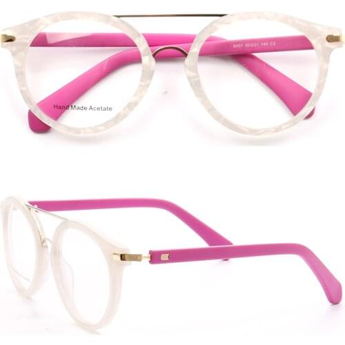 Women Vintage Round Eyeglass Frames Men Optical Glasses frames Flat Acetate Spectacles Double bridge Retro Prescription Eyewear