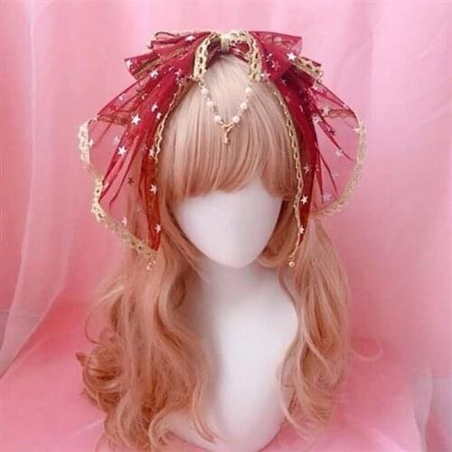 Original Kawaii New Burgundy Gothic Brooch Bow Tie Lolita Jewelry Hair Accessories KC Velvet Hair Clip Girls Hair Accessories