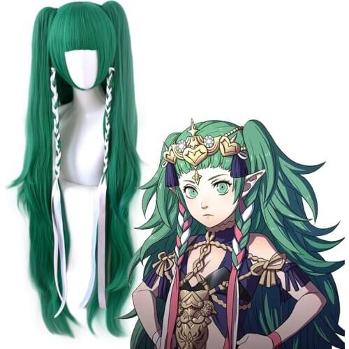 Game Fire Emblem ThreeHouses Cosplay Wigs Sothis Cosplay Wig Heat Resistant Synthetic Wig Long Green Curly Anime Hairs Hot