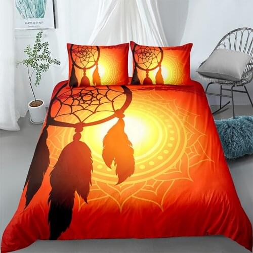 3D Printed Luxury Dream-catcher Bedding Set Colorful Feather Duvet Cover Pillowcase Home Textile Bed Sets