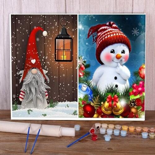 Christmas Village Coloring By Numbers Painting Set Acrylic Paints 50*70 Oil Painting Home Decor For Adults Wall Handicraft