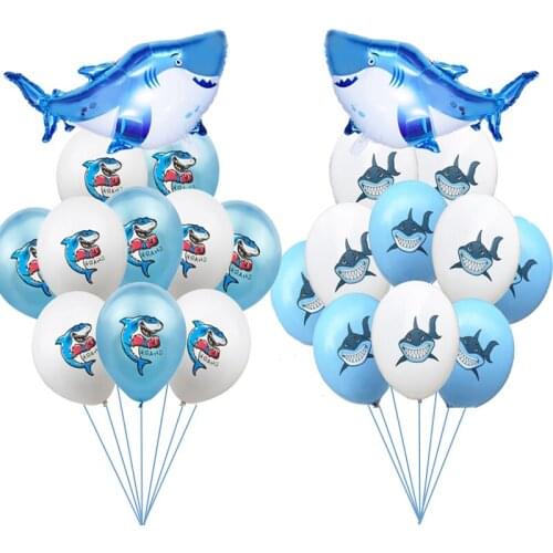 Shark Boxer Balloon Birthday Party Decoration Marine Ocean Life Deep Sea Big Angry Shark Cartoon Anime Fish Aluminum Film Ballon
