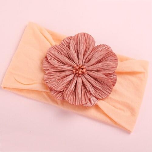 Knot Wide Nylon Headbands,Super Soft Bows Nylon Headbands With Flowers,Cute Newborn Baby Girls Turban Headwraps Todder Head Wrap