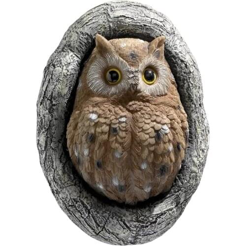 Owl Sculpture Cartoon Naughty Outdoor Garden Tree Decor Animal Hanging Ornament Owl Resin Crafts Courtyard Home Decor