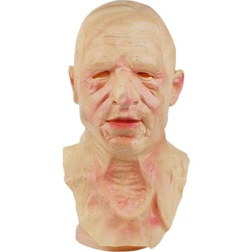 1pcs Old Man Scary Mask Cosplay Scary Full Head Latex Mask Halloween Horror Funny Cosplay Party Mask Old Man Head Helmet Masks