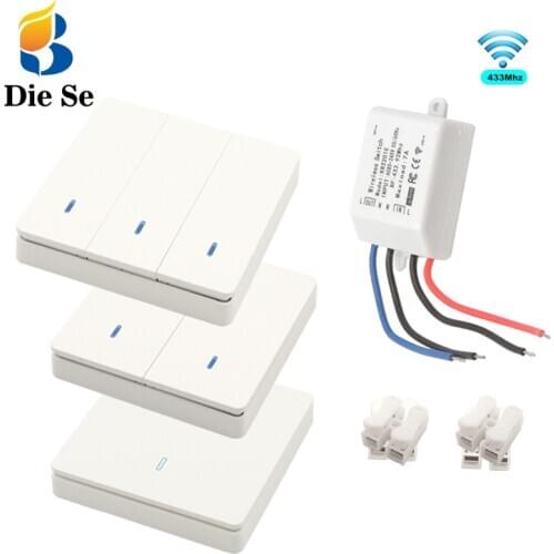Led Light Switch Universal Wireless 433Mhz Smart Remote Control Push Button wall panel Switch ON\OFF rf Relay Receiver AC220V