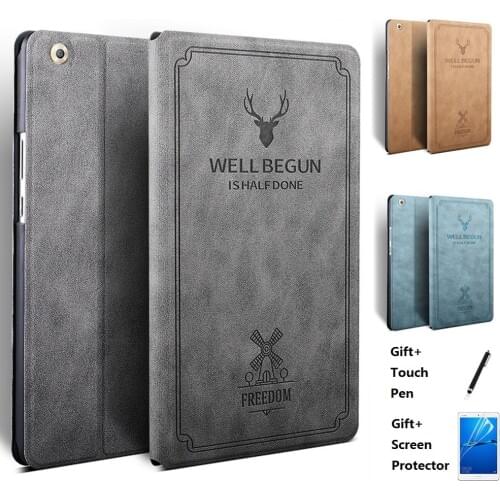 Deer Head Pattern Leather Smart Case For Huawei MediaPad M5 M6 10.8 T5 10.1 MatePad Pro 10.8 Auto Wake Sleep Stand Flip Cove