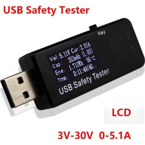 USB safety Tester Digital Dispay 3V-30V Current Voltage Charger Capacity Doctor qc2.0/3.0 charge power bank meter voltmeter