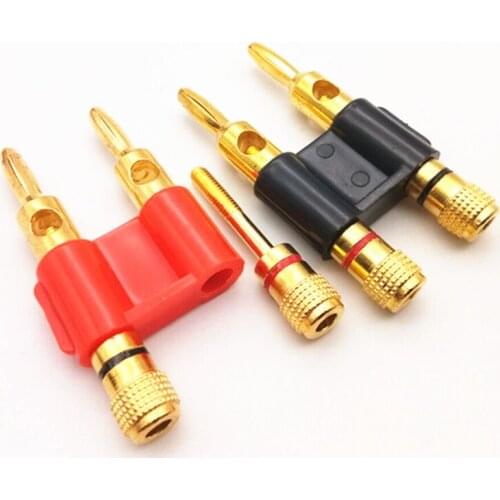 High quality Double Row 4mm Banana Plug Connector Gold Plated Speaker Plug Adapter Two-position Audio Plug Lantern Cross Plug