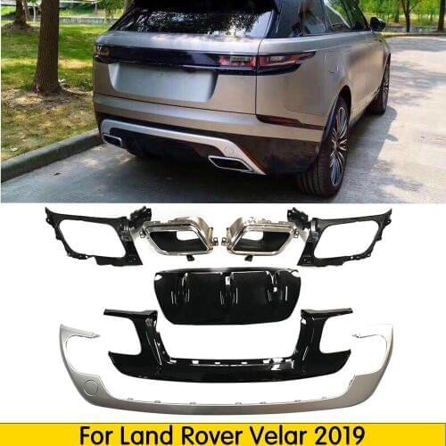 Silver/Black ABS Plastic Diffuser Rear Spoiler Lip Complete for Land Rover Velar 2017 2018 2019
