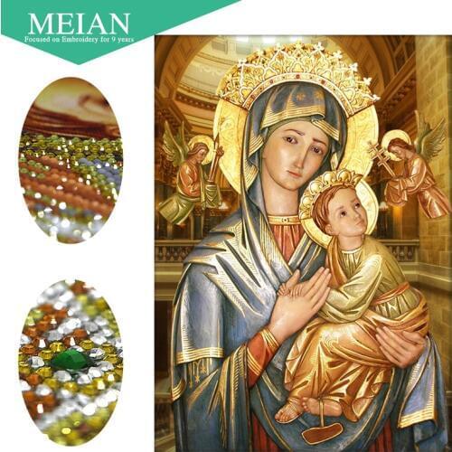 Meian,Special Shaped,Diamond Embroidery,Our Lady,Religious,5D,Diamond Painting,Cross Stitch,3D,Diamond Mosaic,Decoration,Gift