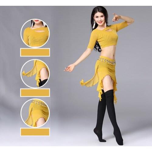 2020 New Belly Dance Costumes 1026 Striped Hollow Sleeve Belly Dance Tops & Tees 3041 Long Skirts for Women Bellydance Dress