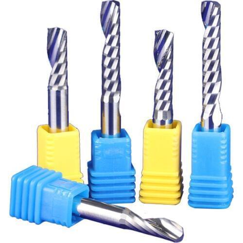 1pc AAA 3A 6mm SHK Single Flute Spiral Tools Engraving Bits Cutter Solid Carbide Endmill Cutting Wood Machine