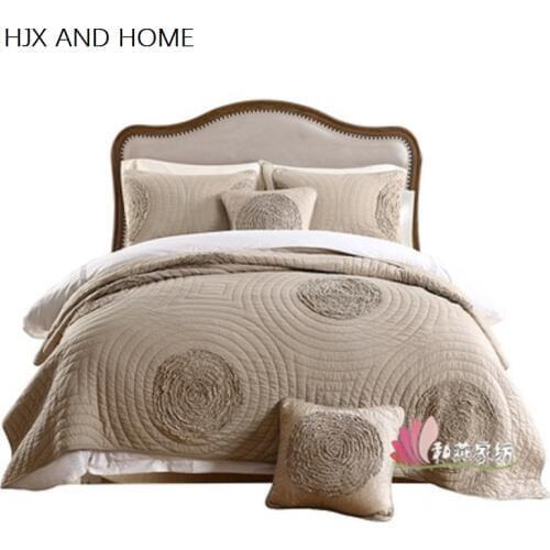 100% cotton material 1* bedspread 2 *pillowcases simple style Quilt Set Queen Quilted Bedspreads Comfortable luxury blanket