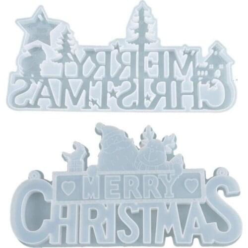 2Pcs Merry Christmas Silicone Jewelry Casting Mold Resin Epoxy Mould Craft Decor Tool for Making Xmas Tree Ornament