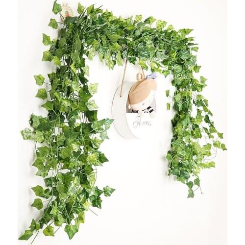 210cm Green Artificial Leaves Plants Vine Wedding Party Home Garden Fence Decoration Rattan Wall Hanging Creeper Ivy Garland