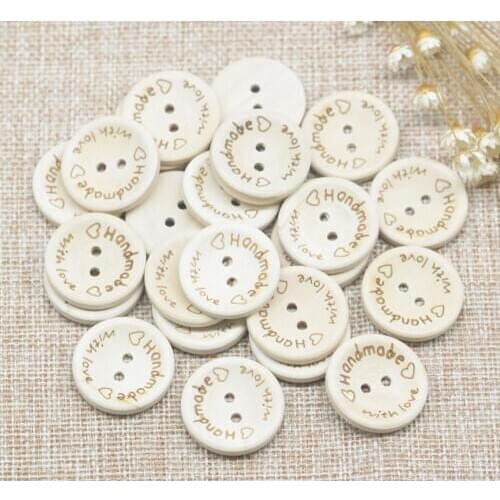 30Pcs Wooden Buttons Handmade Label Tags Sewing 2 Holes DIY Crafts Decor Supplies Clothing Knitting Accessories Supplies