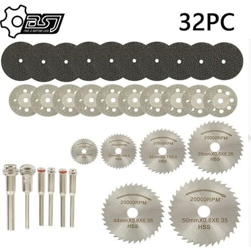 32pcs Circular Saw Blades Wood Cutting Disc Woodworking Diamond Metal Dremel Drill Rotary Cutting Tool Power Tools Accessories