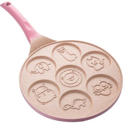 50% Hot Sale Pan-cake Pan Seven-hole Oil-proof Animal Face Print Non-stick Kid Breakfast Griddle for Kitchen
