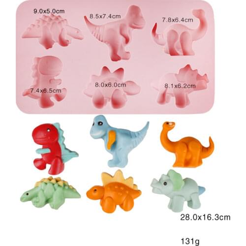 6 Shapes Cartoon Dinosaur Silicone Cake Molds Chocolate Jelly Pudding Pastry Dessert Moulds Baking Cake Decorating Tools