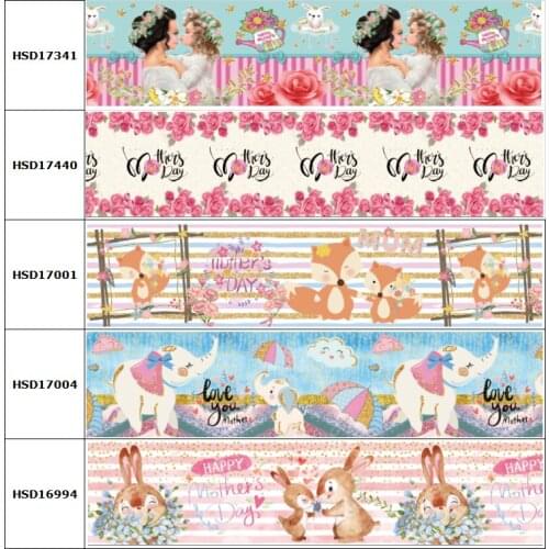 HSDCraft Happy Mothers Day Celebrate Printed Grosgrain/Satin Ribbon for DIY Sewing Hairbow Accessories Decoration 38MM 1Yard