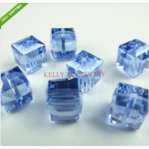 AAA Quality 10mm Cube Loose Spacer Crystal Glass Beads 360pcs/lot Light Blue Square Necklace Craft DIY Beads For Jewelry Making