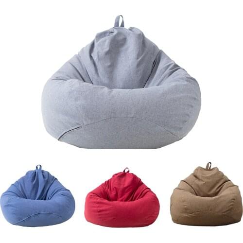 BeanBag Sofas Cover Without Filler Lounger Seat Lazy Sofa Bean Bag Puff Asiento Couch Tatami Pouf with Side Pockets Storage