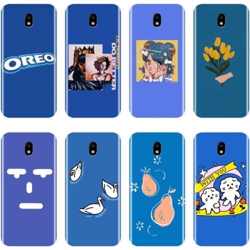 Case For Samsung Galaxy J4 J6 J8 Plus 2018 J2 J5 J7 Prime Flower Cat Blue Cover For Samsung J3 J5 J7 2015 2016 2017 Phone Cases