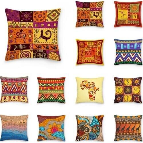 African Ethnic Woman Cushion Cover African Decorative Pillow Case Double-Printing Throw Pillow Cover for Sofa Home Decor