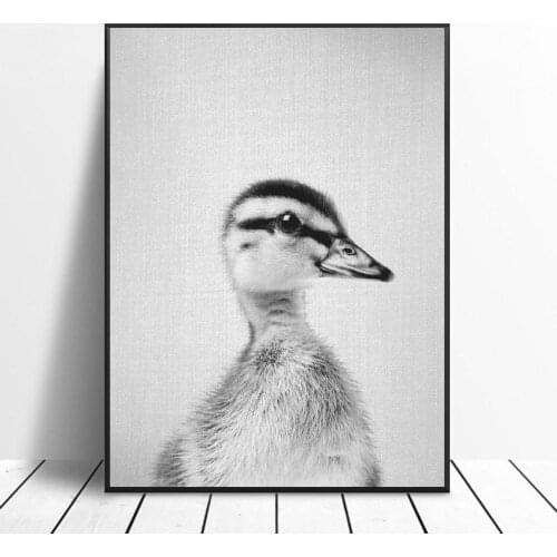 Black White Duckling Canvas Painting Art Print Poster Picture Wall Modern Minimalist Bedroom Living Room Decoration