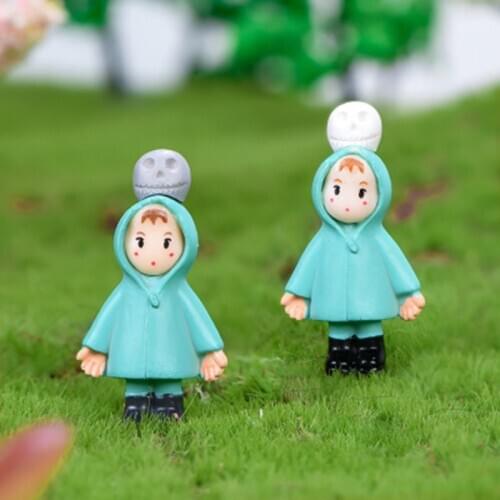 ZOCDOU 1 Piece Raincoat Girl Small Statue Doll Toy Diy Fairy Figurine Garden Home Car Desk Crafts Miniatures Decor Ornament