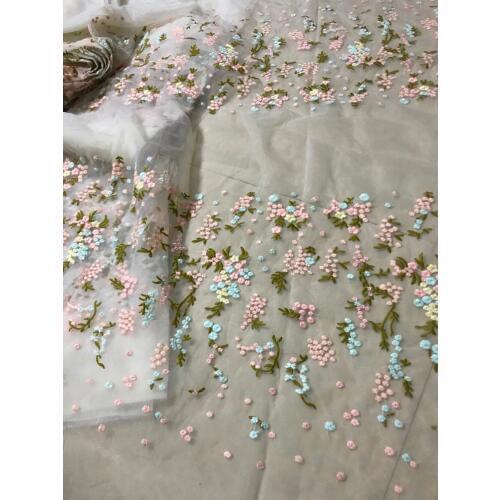 SYJ-5113 top Quality Nigerian French Lace Fabric embroidered Tulle French Mesh Lace fabric