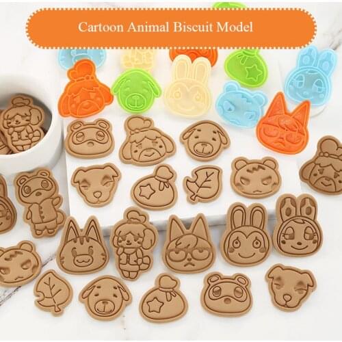 Biscuit Mold Cartoon Animal Rabbit Cat Puppy 3d Stereo Plastic Stamper Household Baking DIY Fondant Biscuit Mold Kitchen Gadget