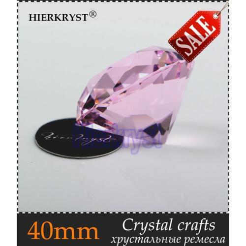 HIERKYST 5pcs Pink Glass Crystal Diamond Paperweight Rainbows Cut Crafts Wedding Decoration Europe Style Ornaments 1.57" 88-4A