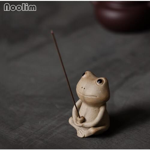 Ceramic Handmade Small Frog Incense Burner Mini Animal Incense Stick Holder Creative Aromatherapy Censer Home Teahouse Decor