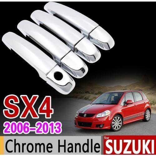 For Suzuki SX4 2006 - 2013 Chrome Handle Cover Trim Set Fiat Sedici Maruti 2007 2008 2009 2010 2011 2012 Accessories Car Styling