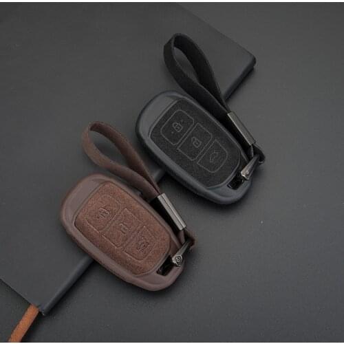 Leather TPU Car Key Case For Hyundai Elantra GT Kona 2018 2019 Santa Fe Veloster Smart Remote Fob Cover Protector Keys Bag