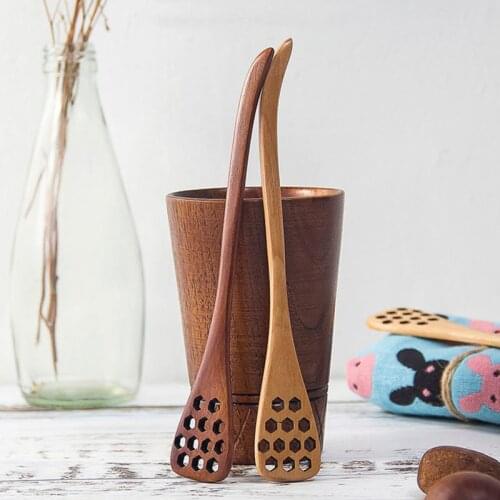 Cute Heart Shape Wooden Honey Stirring Spoon Natural Honey Stick Long Handle Coffee Spoon Mixing Bar Spoon Tea L L
