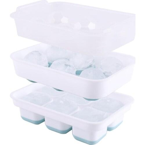 Ice Cream with Cover, Food Grade Creative Whiskey Ice Ball Mould, 6-Grid Spherical Ice Lattice