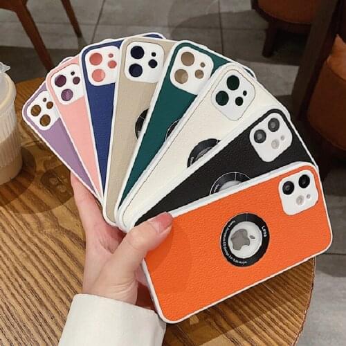 MrenewedM 12 Pro Max Candy Color Hollow Out Phone Case For iPhone 11 X XR XS Full Protetcion Soft Leather Cover On SE2 7 8 Plus