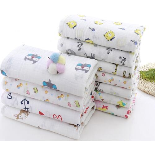 Muslin 100% Cotton 110*120CM Baby Swaddles Soft Newborn Blankets Bath Gauze Infant Wrap Sleepsack Stroller Cover Play Mat